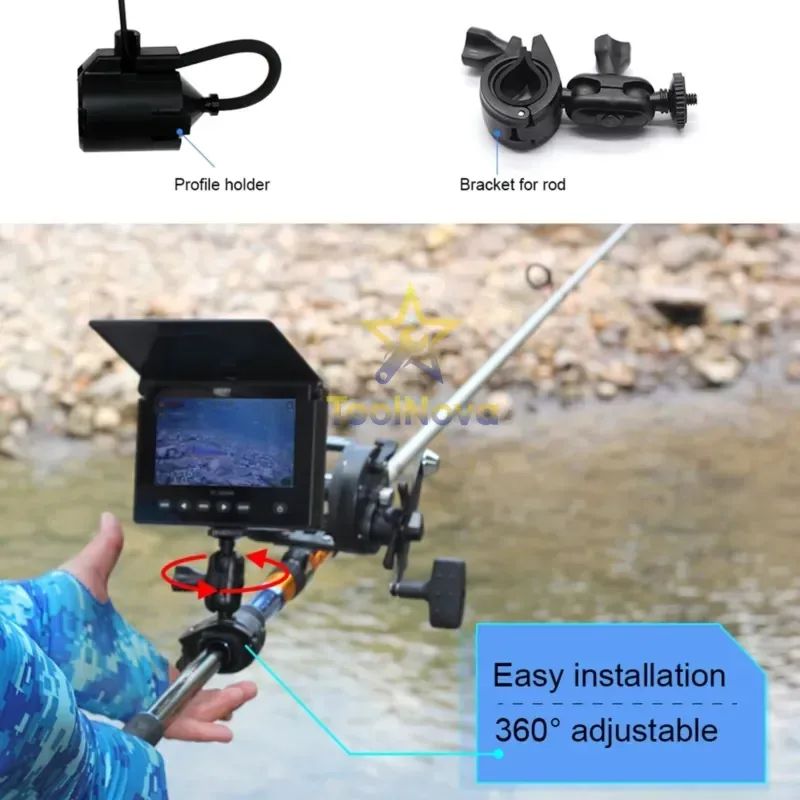 Фото Подводная камера LUCKY HD IP68 с ночным видением 4-IR, кабелем 20 м, 4,3-дюймовым экраном, перезаряжаемая, с креплением на козырек, запись видео №4