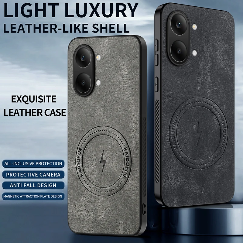 Фото Винтажный деловой чехол из овечьей кожи с магнитной застежкой для Poco X8 Pro Max, Poco X8 Pro, Poco X7 Pro №1