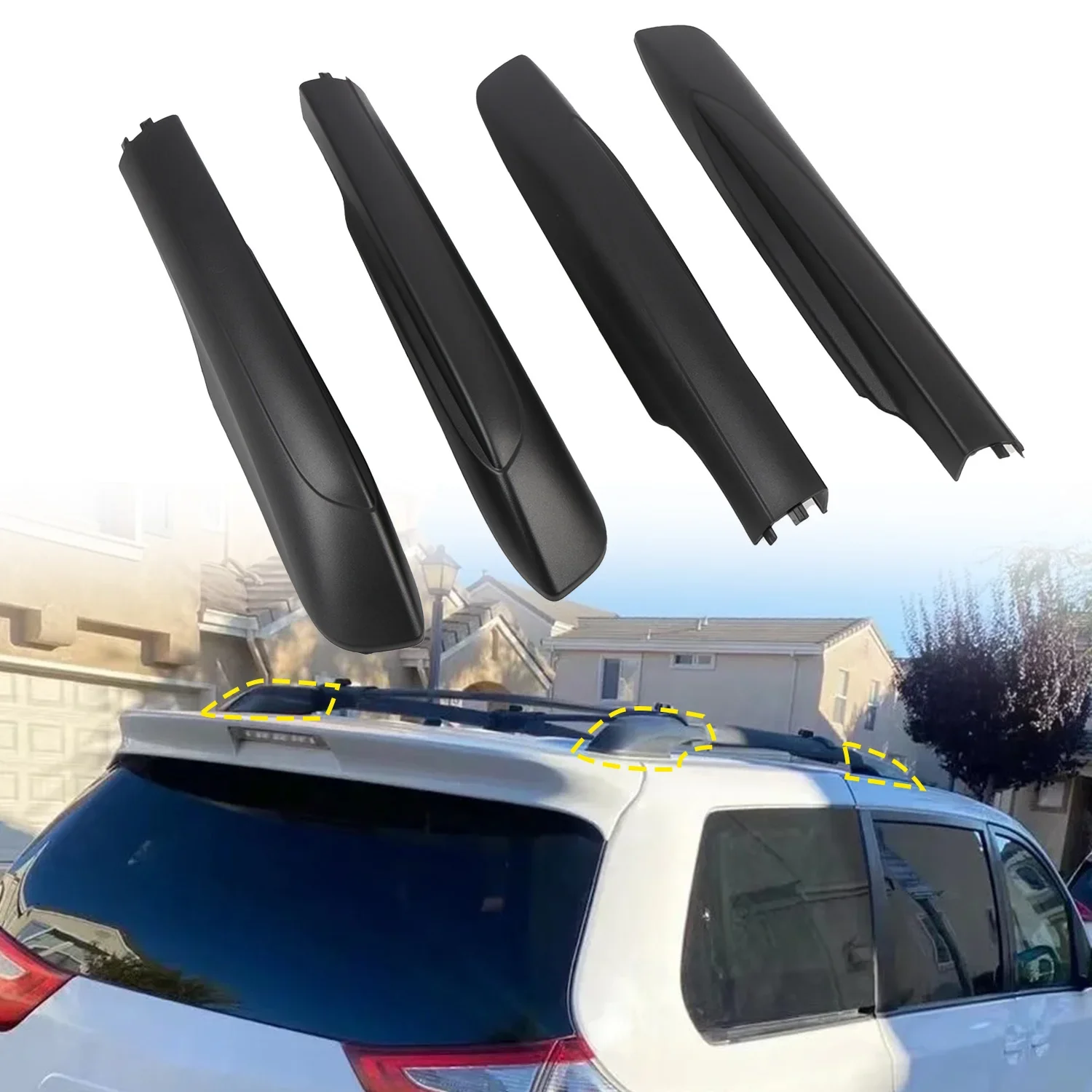 Фото 4 шт. крышка рельса багажника на крышу, замена для Toyota Sienna 2011 2012 2013 2014 2015 2016 2017 2018 2019 2020 автомобильные аксессуары №1