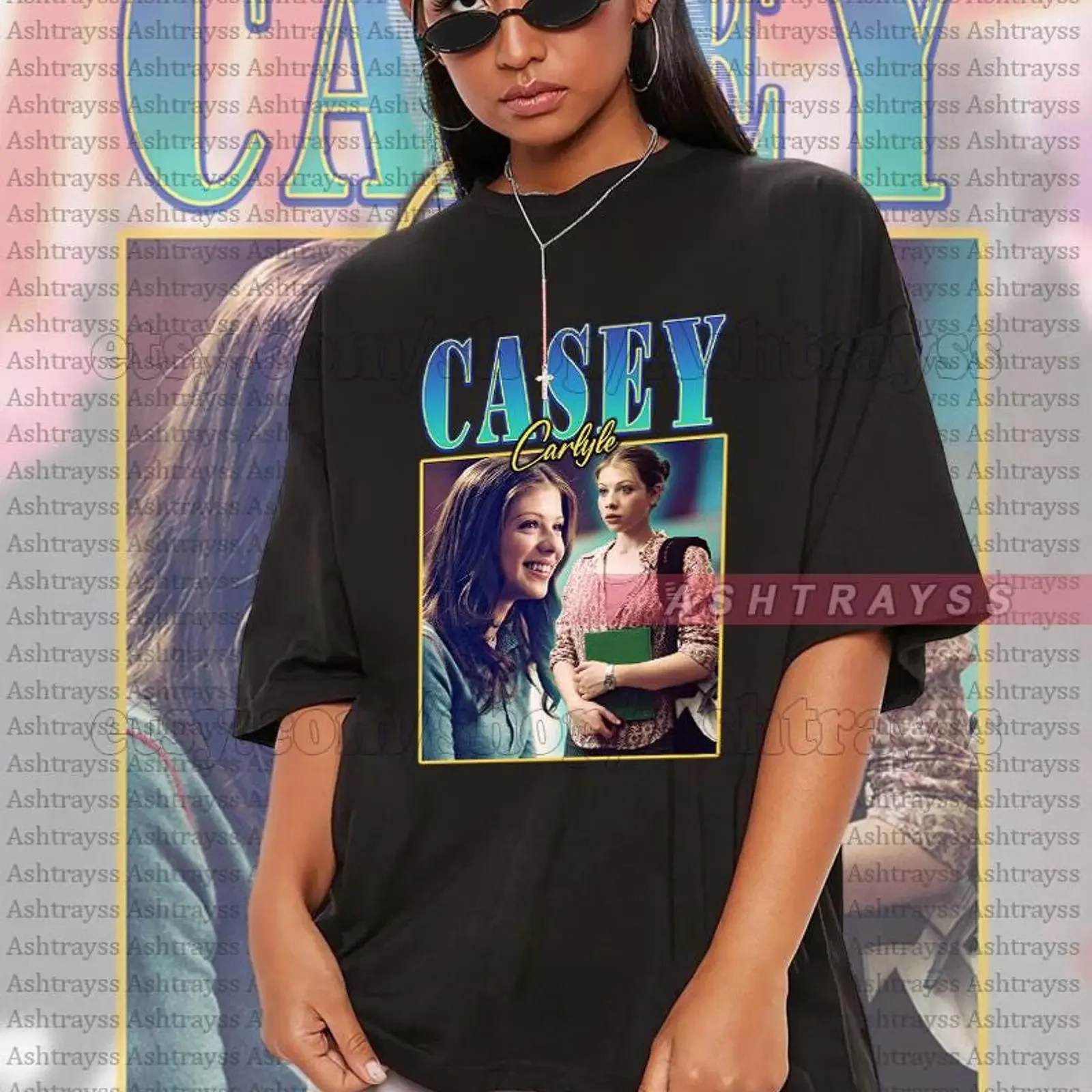 Фото Футболка Casey Carlyle в стиле Мичелл Трэчтенберг, винтажная, в стиле Ice Princess, бутлег, винтажная, с эффектом потертости, уличная одежда, дышащая, стильная №1