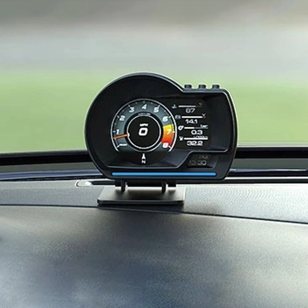

Автомобильный дисплей на лобовое стекло, Автомобильный дисплей OBD + GPS, умный Автомобильный датчик HUD, сигнализация, цифровой датчик температ...