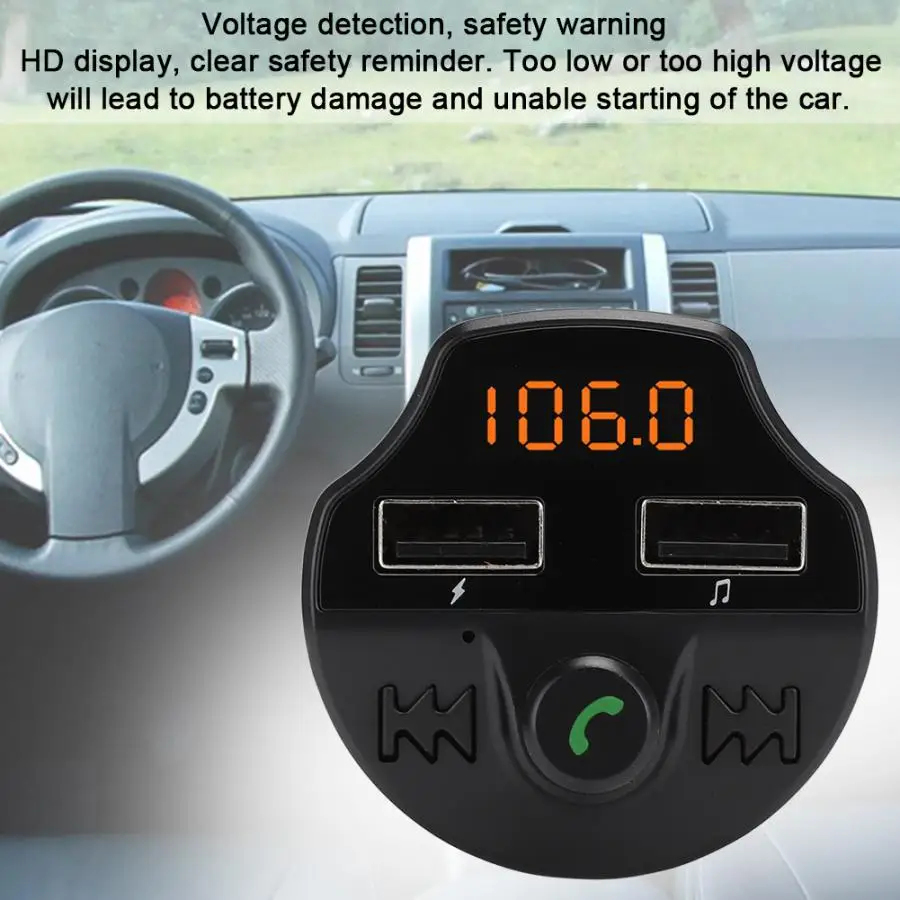 T66 Bluetooth-compatible 5.0 Car Music MP3 Player Audio FM Transmitter Modulator for Android/IOS Hifi | Электроника
