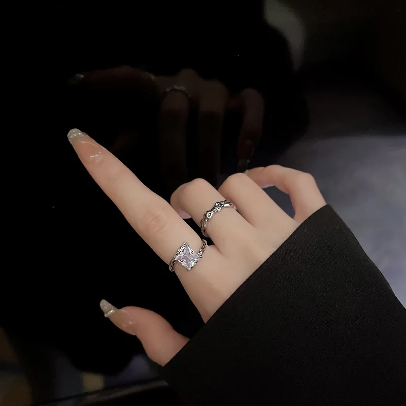 

New 2022 Zircon Ring Female Personality Simple Niche Design Sense Of Opening Ring Set