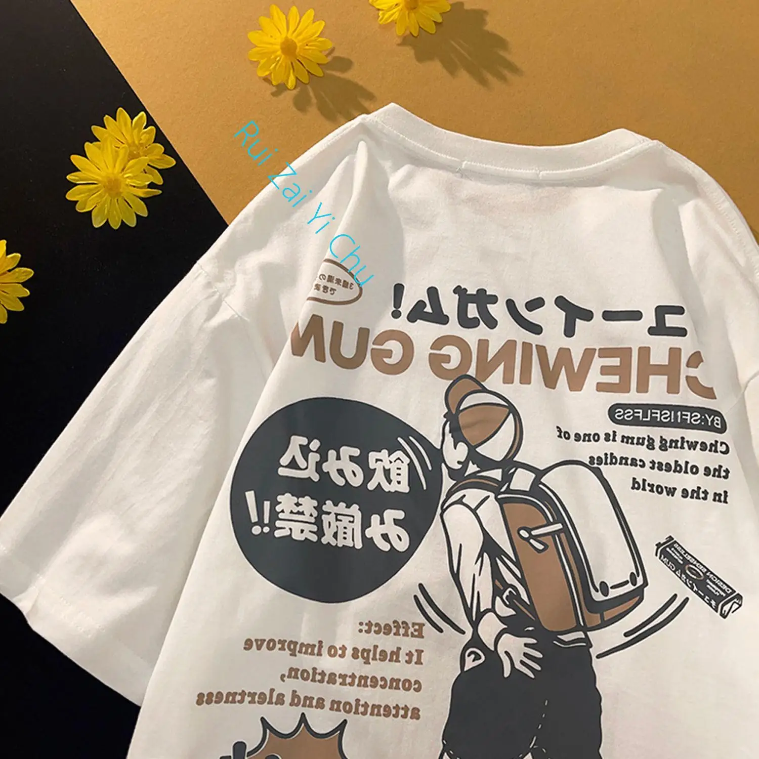 

Summer Trend T-Shirt Female Student Large Size Loose College-Style Couple Wear Y2K 2023 New Japanese Student Print Short Sleeve