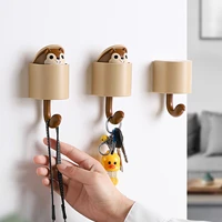creatived funny squirrel self adhesive wall hook kitchen tableware clothes organize hanger keychain hook