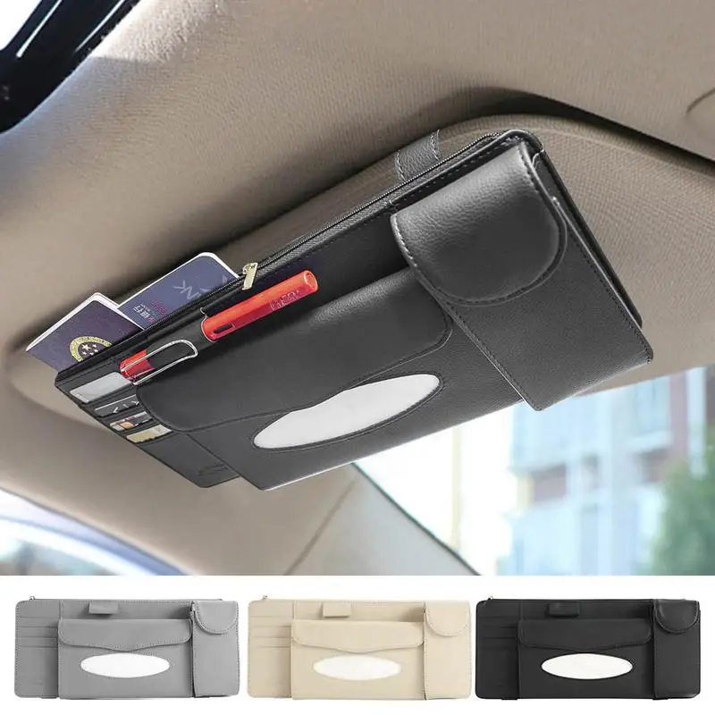 

Car Sun Visor Organizer Sunglasses Holder Document Storage Box Pouch Stowing Tidying Waterproof Interior Car Accessories Tissue