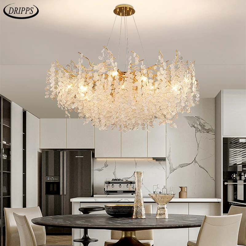 Modern LED crystal chandelier home decoration bedroom crystal ceiling lamp villa lobby interior decoration lighting crystal lamp