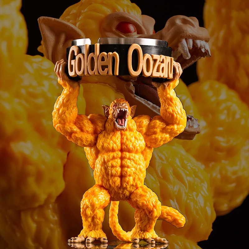 

Anime Figure Gold Great Ape Model Ashtray Decoration Statue Toys For Boys Kawaii Stuff Funny Orangutan Kawai Car Easter Gift