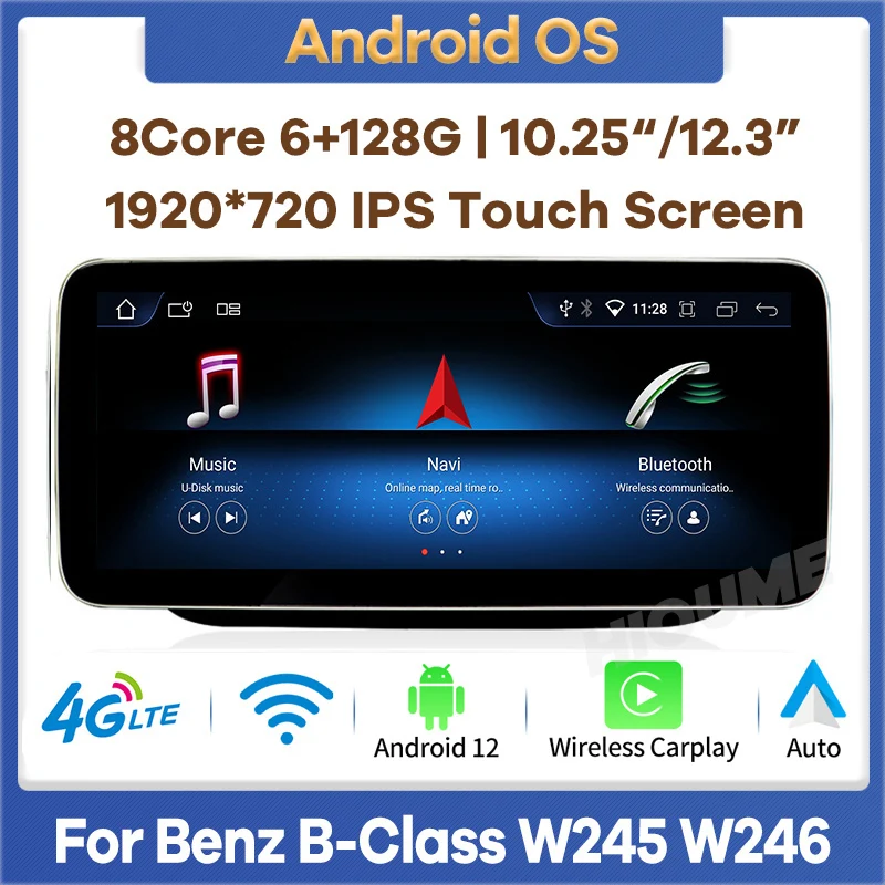 

6G+128G Android 12 Car Multimedia Player for Mercedes Benz B Class B180 W245 W246 2011-2018 Auto Radio GPS Stereo Video CarPlay