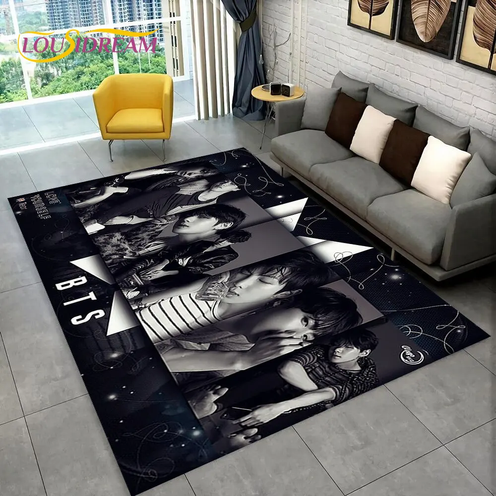 

Kpop B-Bts Bangtan Kim JIN SUGA V JIMIN Area Rug,Carpet Rug for Home Living Room Bedroom Sofa Doormat Decor,Non-slip Floor Mat