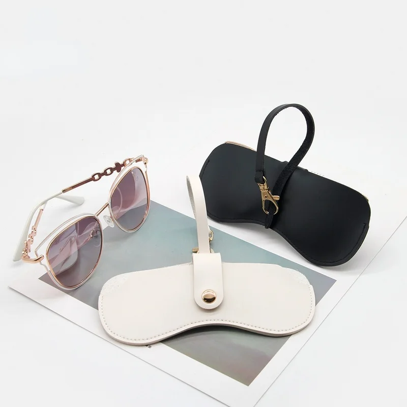 

New Portable PU Leather Snap Glasses Case Slim Sunglasses Storage