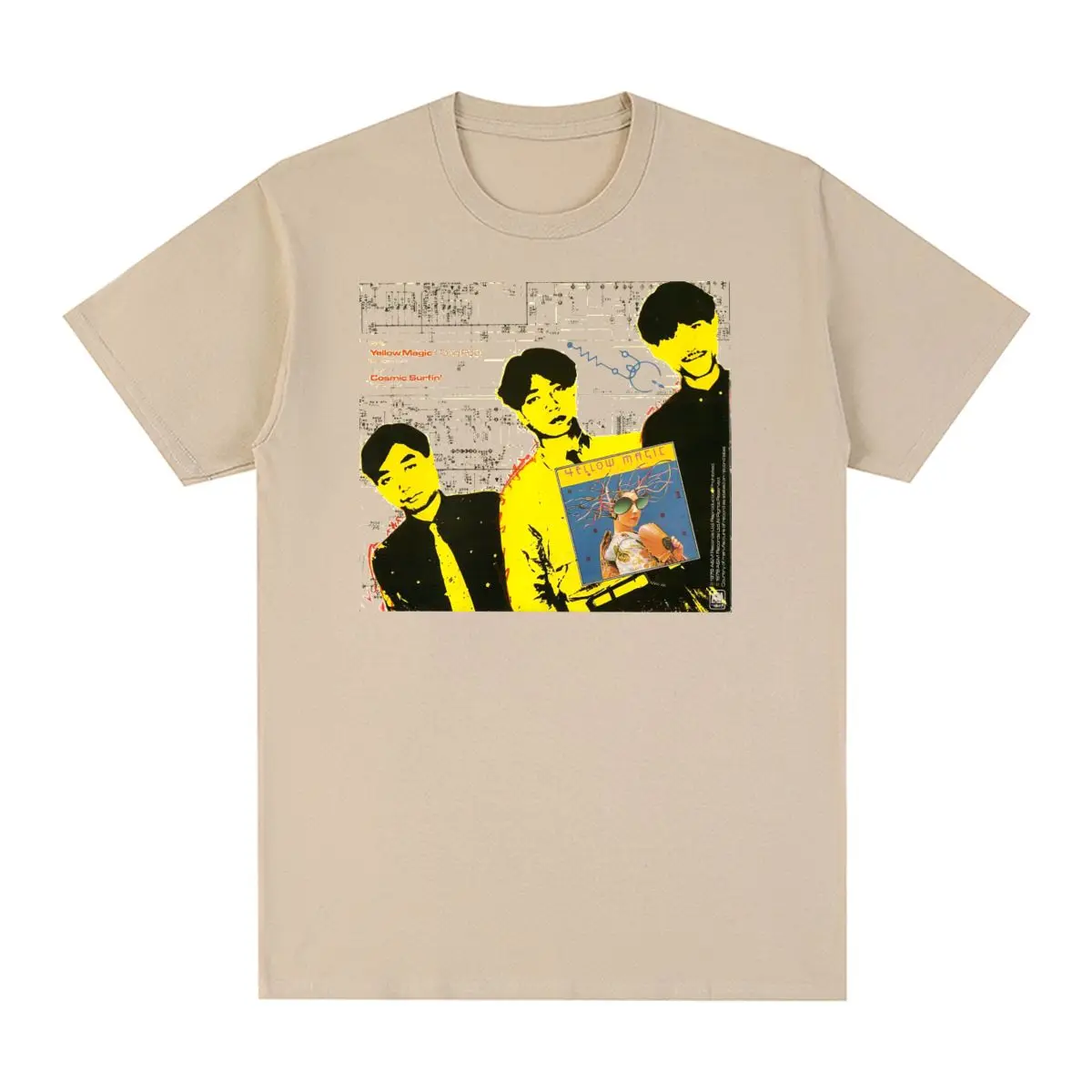 

YMO Yellow Magic Orchestra Vintage T-shirt Japan Electronic Music Streetwear Cotton Men T Shirt New Tee Tshirt Womens Tops