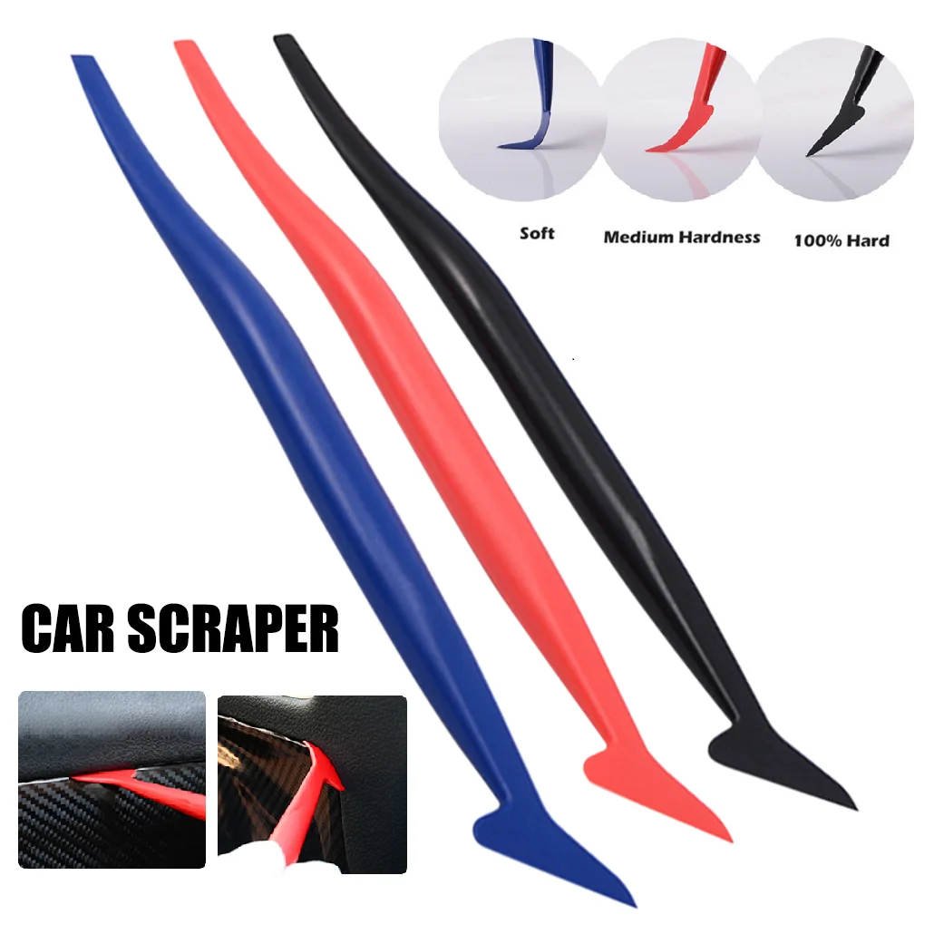 

3Pcs Car Scraper Different Hardness Wrap Vinyl Micro Squeegee Stickers Scraper Car Micro Gasket Squeegee Car Film Wrapping Tools