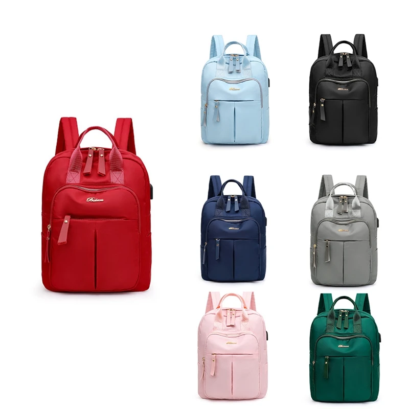 

Women's USB Charging Backpack,Pure Color,Versatile, Travel, Waterproof