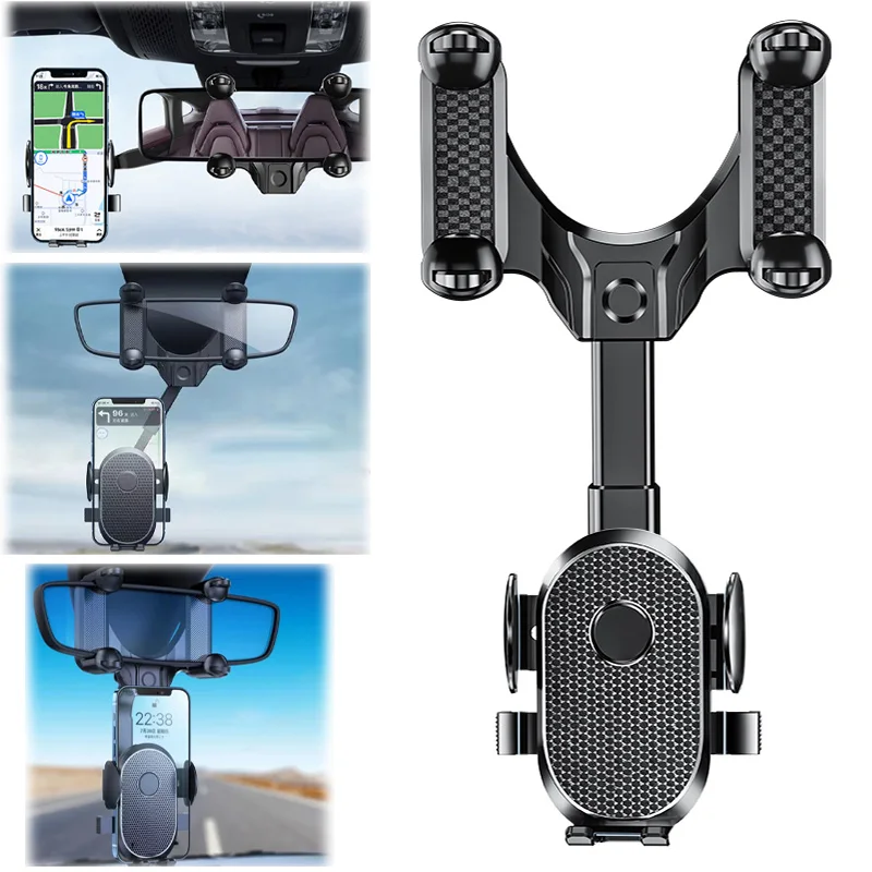 

Автомобильный держатель для телефона вращающийся на 360 градусов Автомобильный держатель для зеркала заднего вида в автомобиле универсальн...