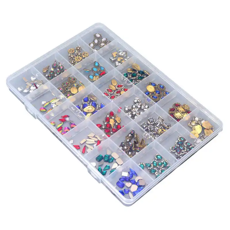 

Artificial Nail Art Decoration Attractive Nail Art Decoration Vintage Exquisite DIY 24 Grids for Clothing for Manicure Shop