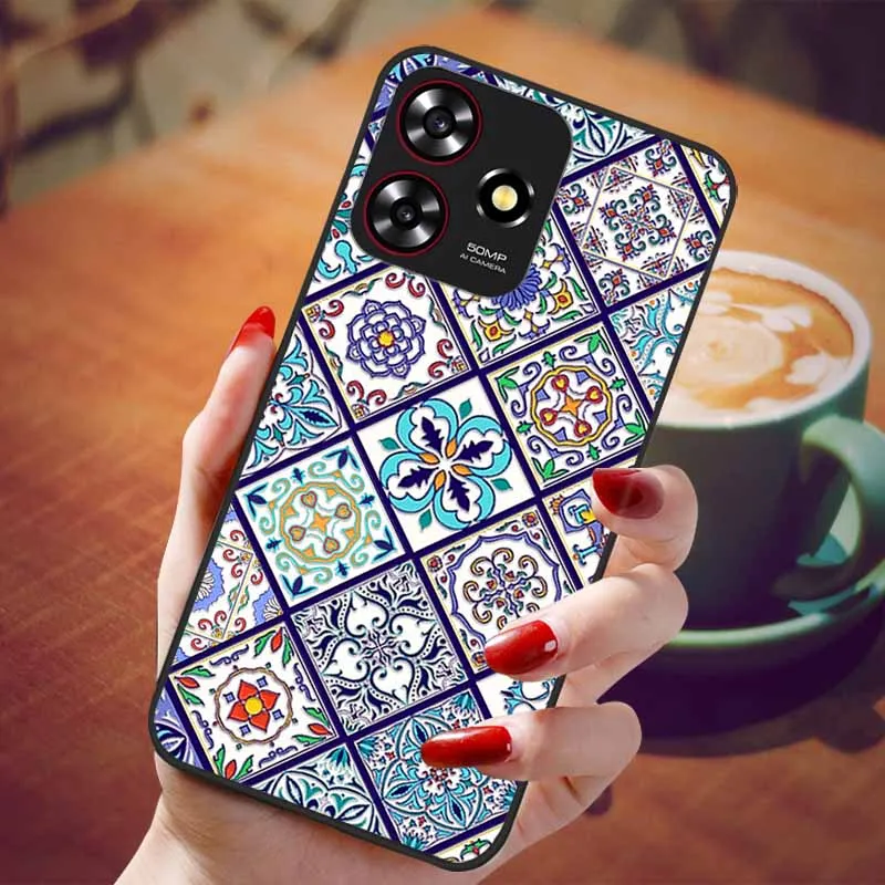 Мягкий бампер из ТПУ с тиснением для ZTE Axon 50 Lite 3d-рельефные Чехлы Blade A73 4G / черного