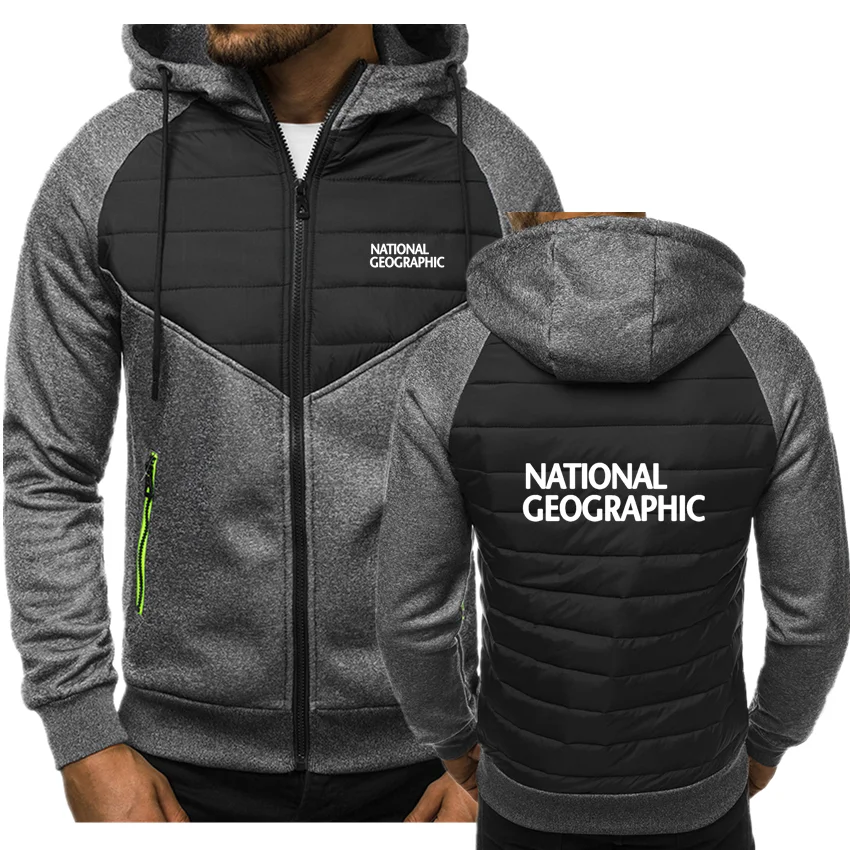 

National Geographic 2022 Spring Men Latest Fashion Logo Print Streetwear Keep Warm Pullover Sweatshirt Long Sleeve Casual Hoodie