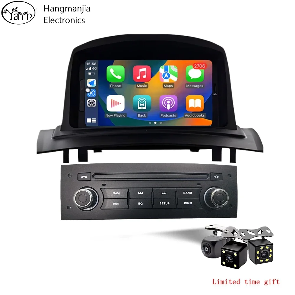

Автомагнитола hangmanjia Android 13 для Renault Megane 2 2002-2009, мультимедийный видеоплеер, GPS, беспроводной Carplay, Auto DSP, стерео, DVD
