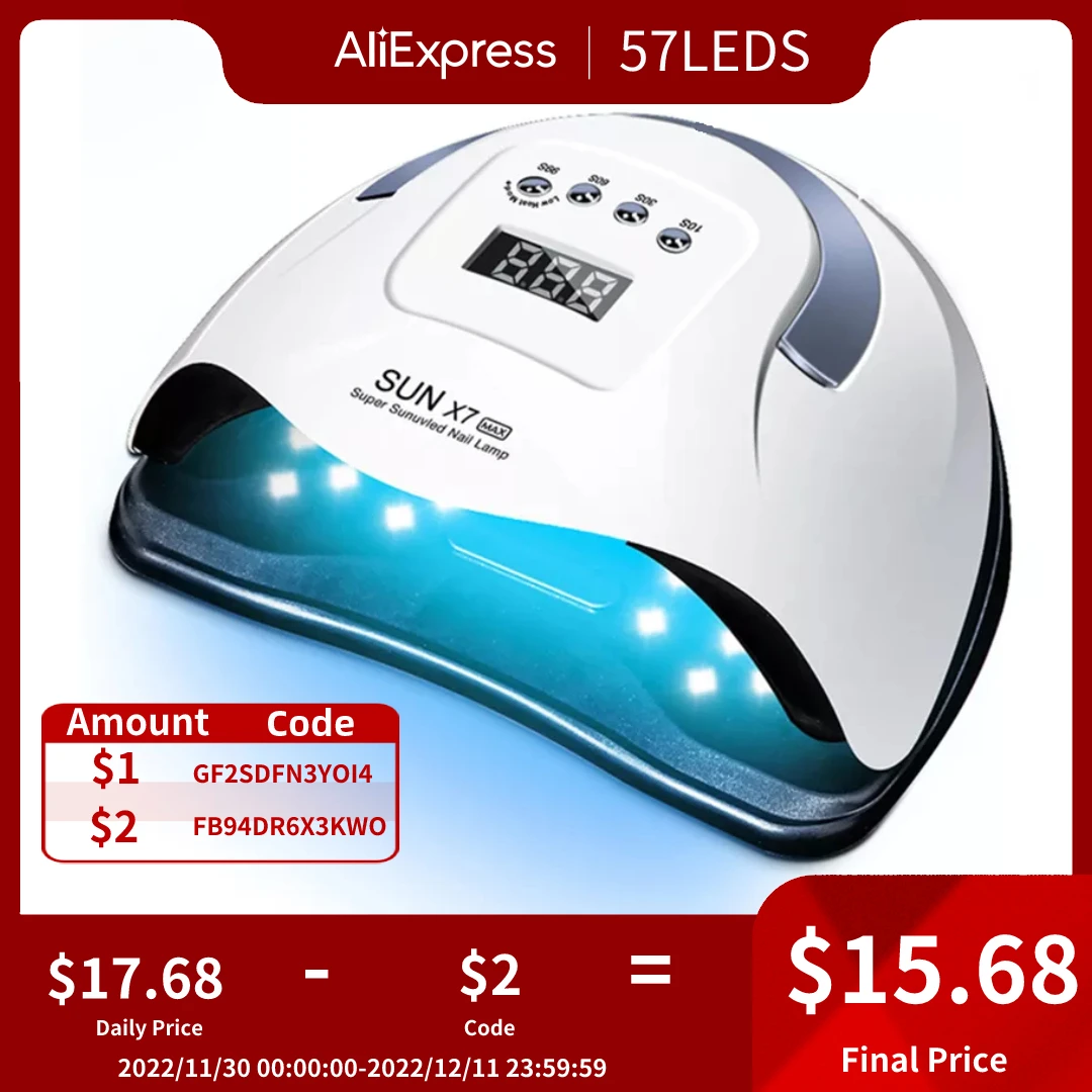 

Лампа SUN X7 MAX для маникюра с 57 лампами, ЖК-дисплей, автоматический сенсор, Сушилка для ногтей для отверждения всех Гель-лак инструментов