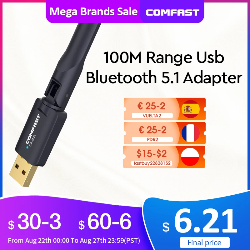Comfast 100M USB Bluetooth 5 1 адаптер ключа для ПК динамик беспроводная мышь музыкальный