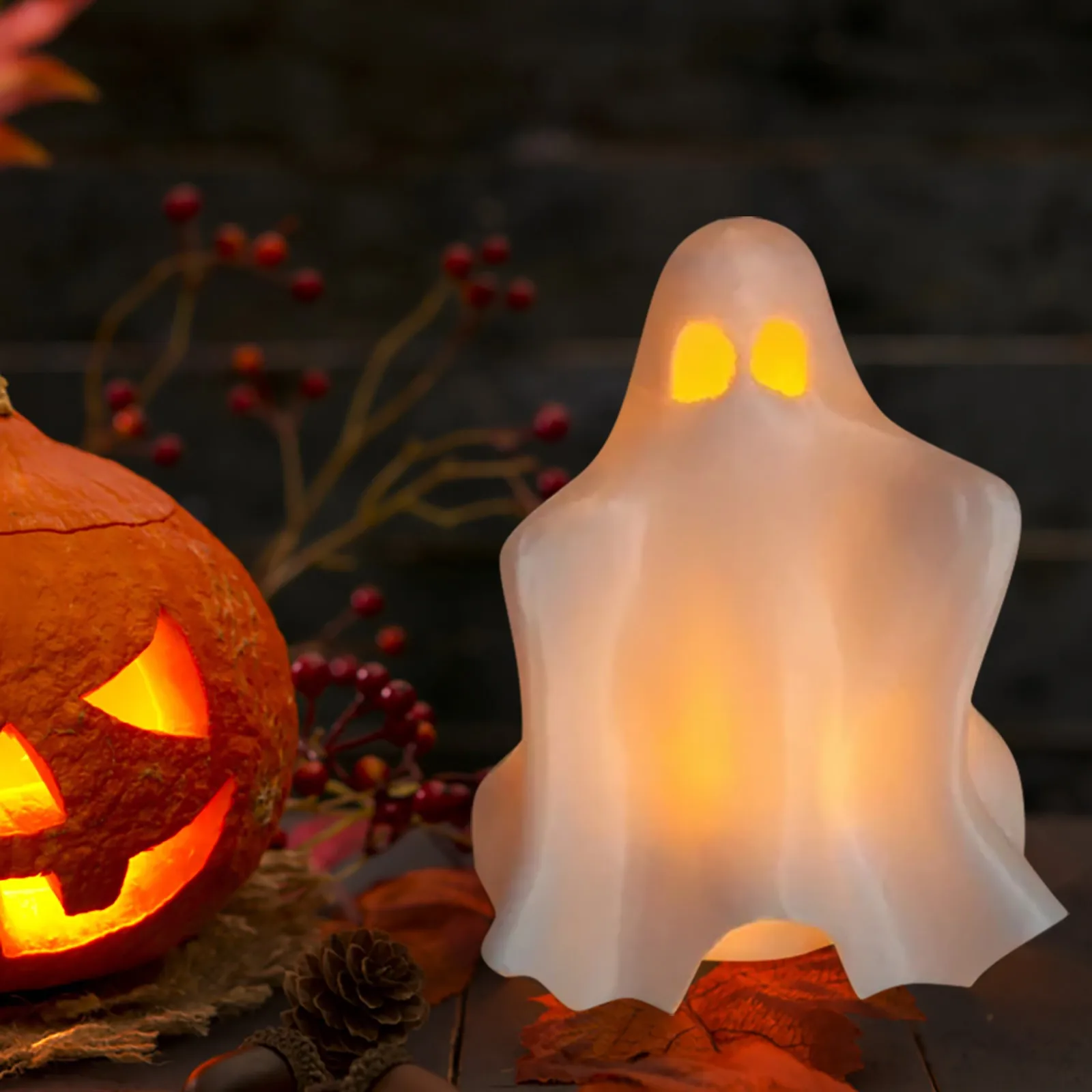 

Halloween Glowing Candle Lights LED Electronic Light Bulb Ornaments for Christmas Tree Cow Print Ornaments for Christmas Tree