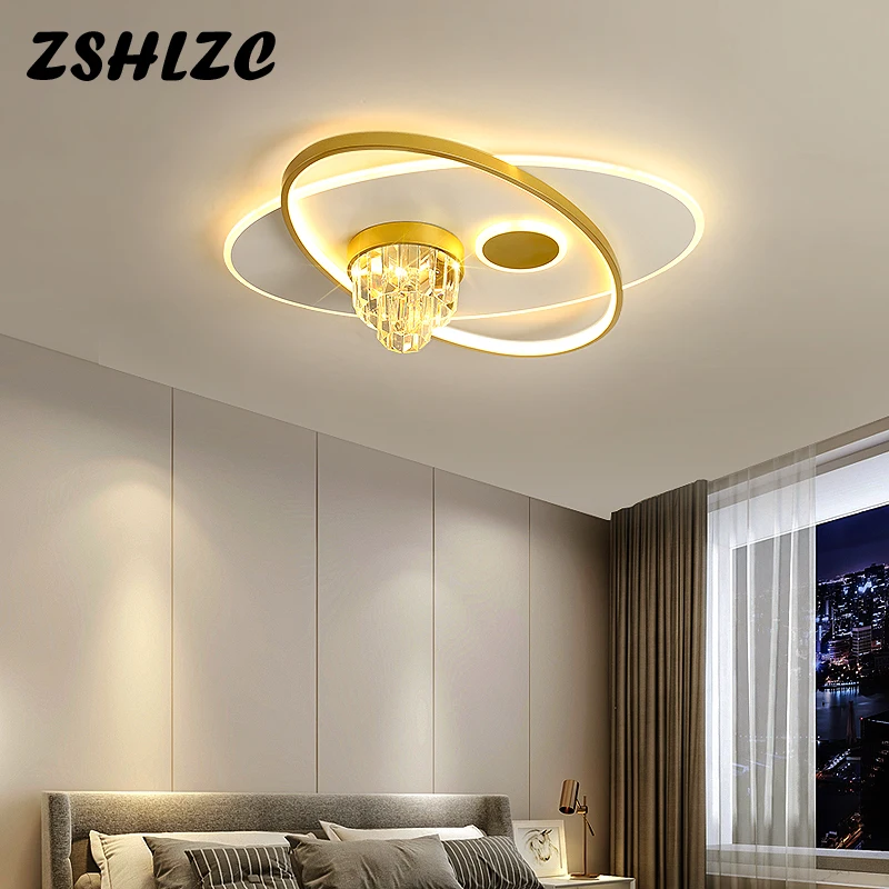 

Потолочная лампа с золотым кристаллом для гостиной, спальни, кухни, домашний декор, потолочные светильники, современная люстра
