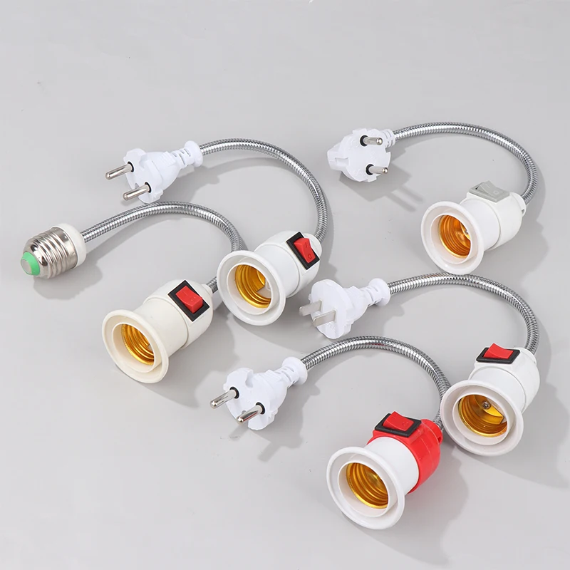 

Металлическое основание для лампы E27, гибкий изгиб, мобильный тестовый светильник, переходник для лампы, штепсельный переключатель, Универс...