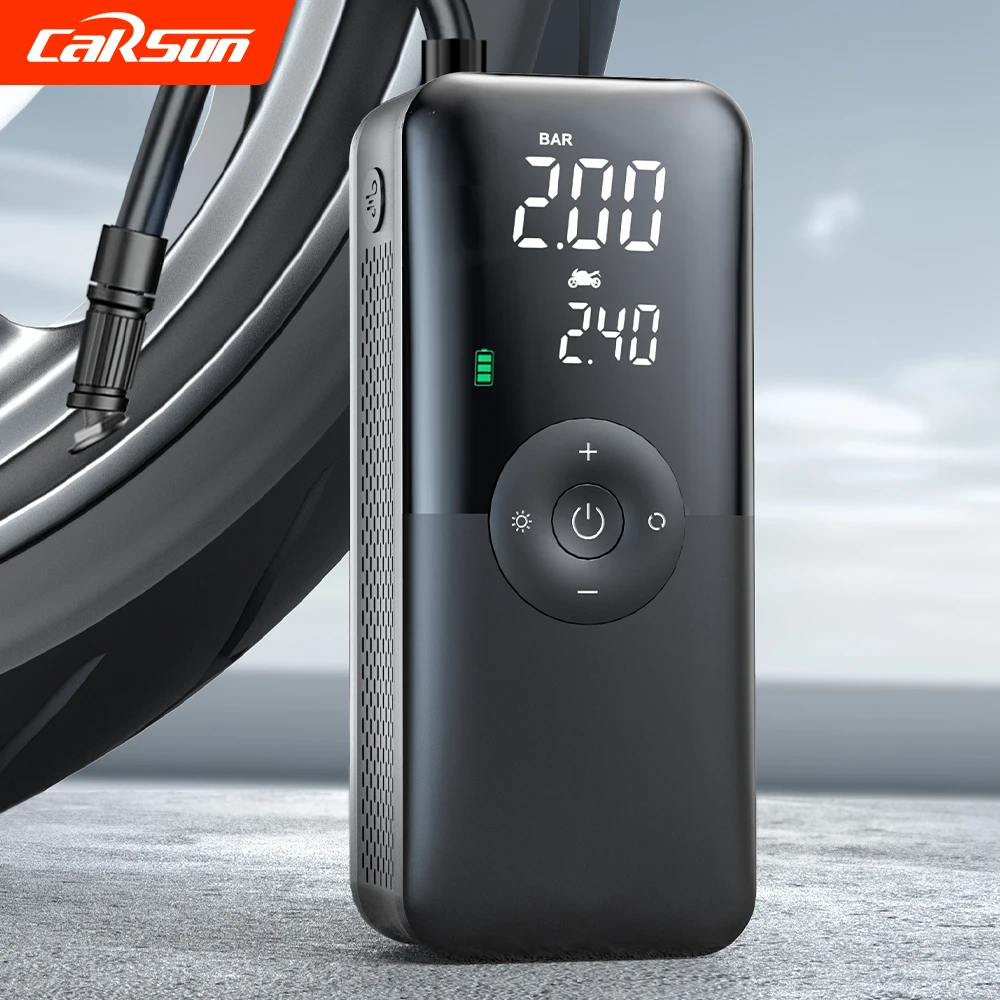 

Carsun беспроводной насос для накачки шин, Автомобильный Электрический воздушный компрессор, датчик давления в шинах для автомобиля, велосипеда с фотолампой