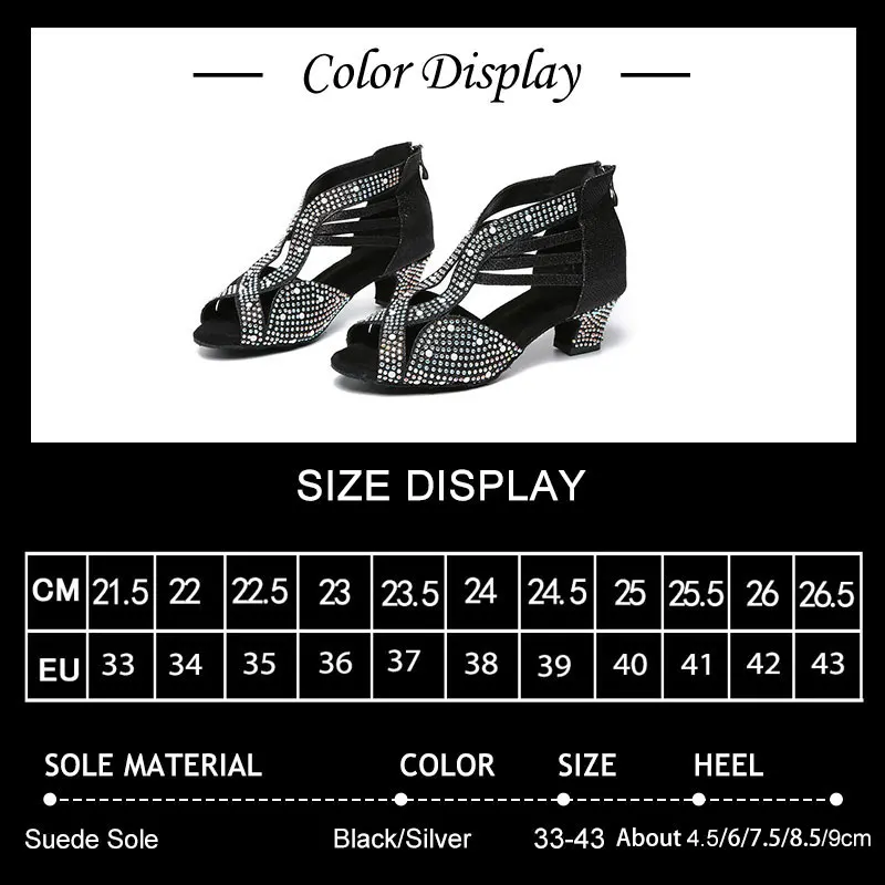 SWDZM Women's Ballroom Tango Dance Shoes Latin Dance Shoes Woman Party Salsa Dancing Shoes for Lady Female Soft sole High heels