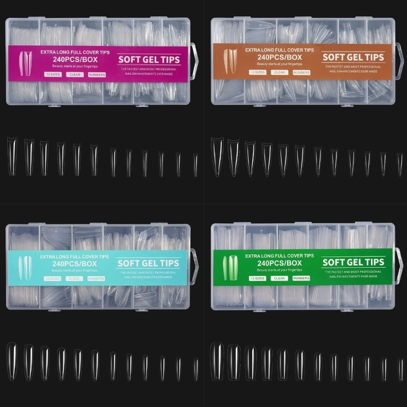 

240xProfessional Типсы для ногтей PreShaped Full Cover Нажмите на Типсы для ногтей DIY