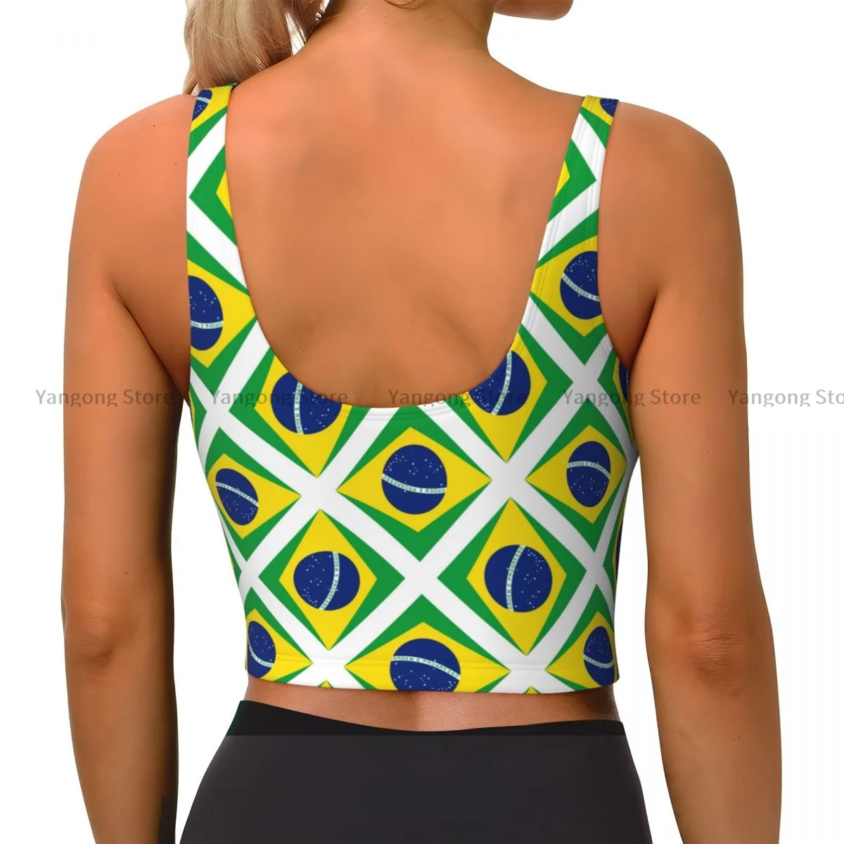 Жилет для йоги женские спортивные кроп-топы спортзала бразильский флаг уличная