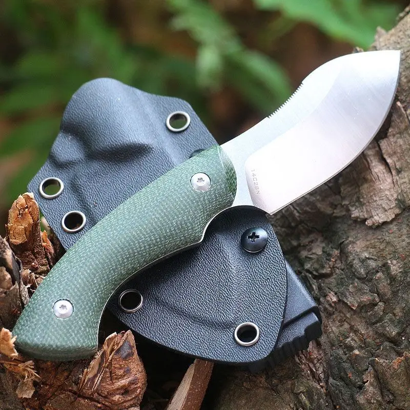 

Small Survival Knife 14C28N Steel Full Tang Fixed Blade Knife With K Sheath Flax Handle Outdoor Camping Knives Hunting EDC Tool