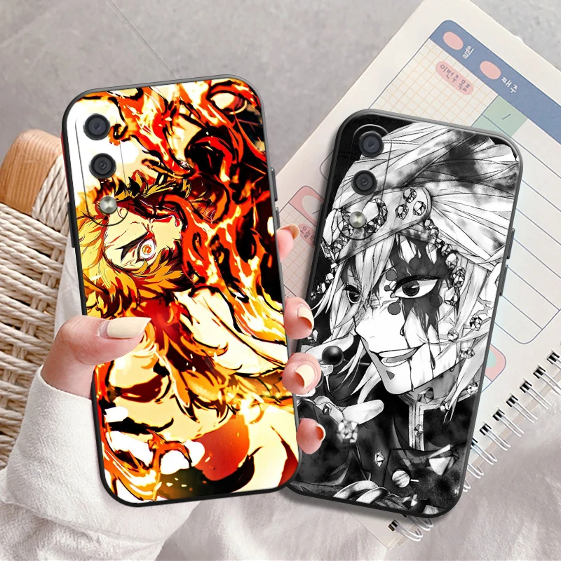 

Demon Slayer Anime Phone Case For Samsung Galaxy S8 S9 S10 S10E S20 S21 FE S21 Plus Soft Silicone Cover Funda Black