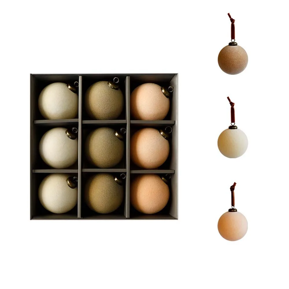 

Флокированные рождественские шары 9 шт.