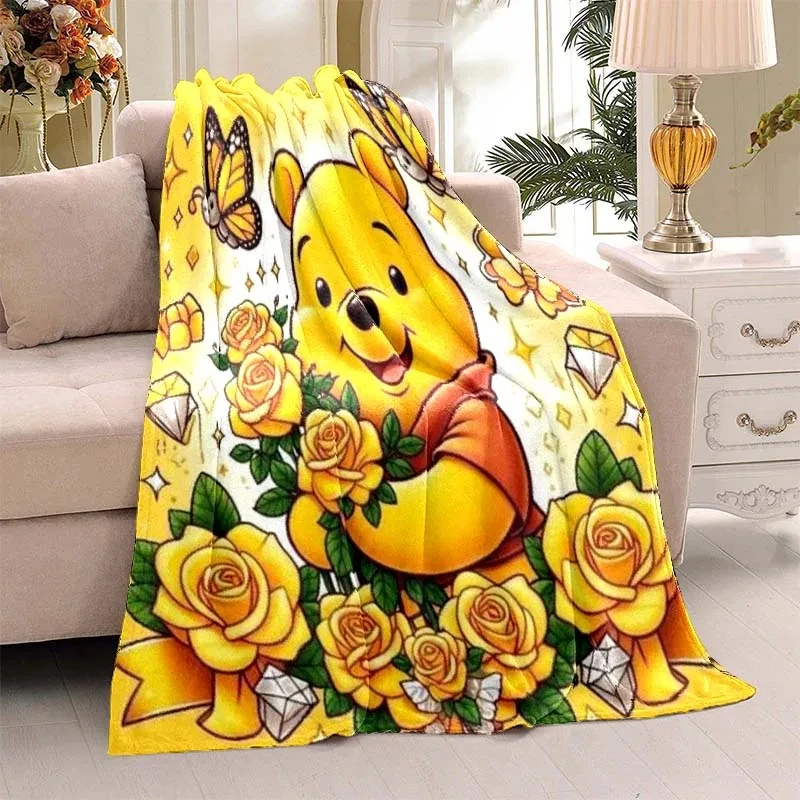 Одеяло с принтом Винни-медведя и пуха легкий фланелевый плед для дивана кровати