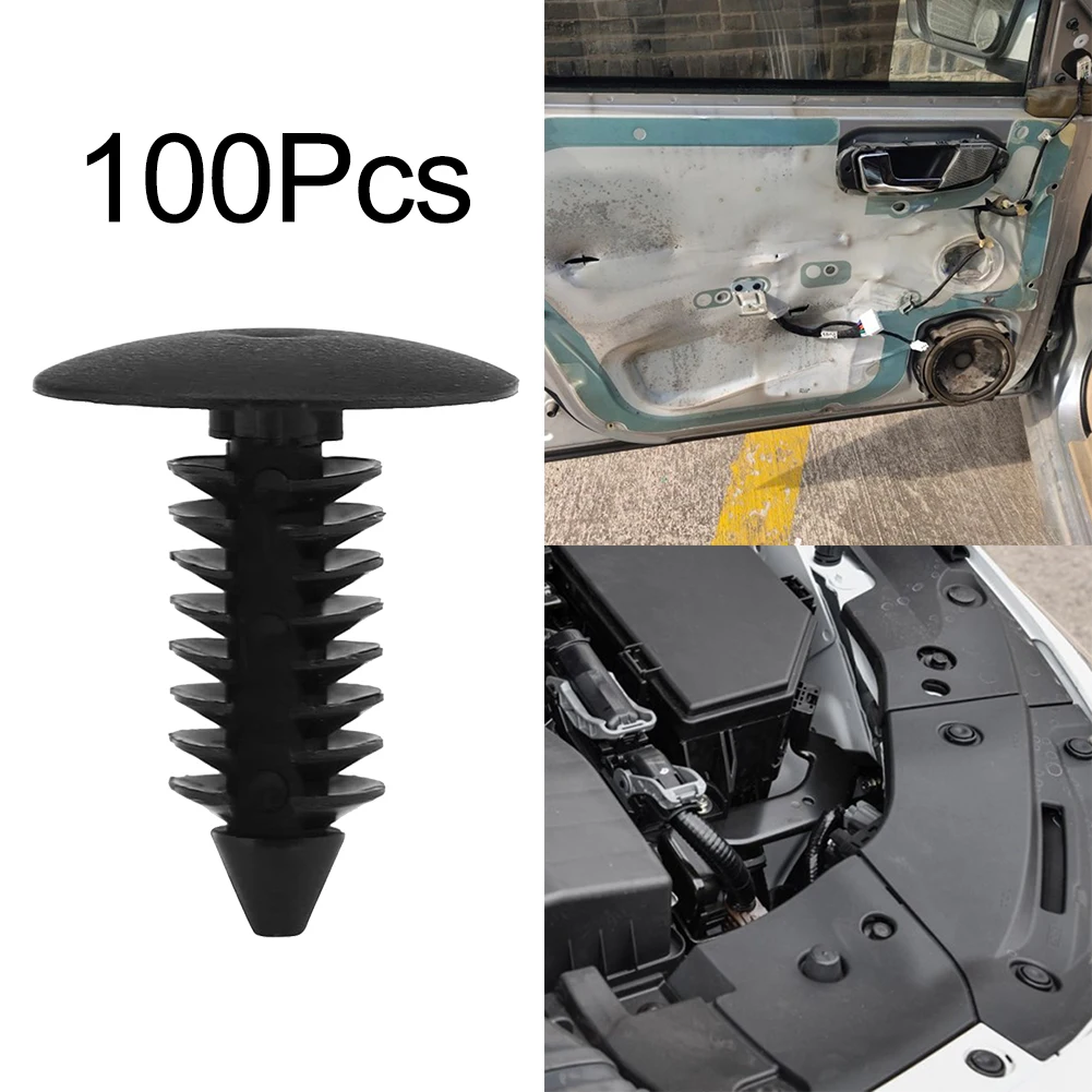 

Rivets Fastener Retainer Clips Universal Black Accessories Tools Clips Durable Plastic Clips for Car Interior 100pcs Set