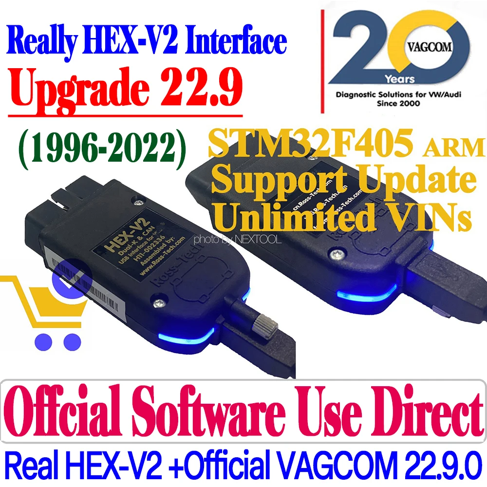 

【1996-2022】 Real Hex V2 VAGCOM Hardware Usb Interface For Vag Com 22.9 HEX V2 Diagnostic Coding Function HEX-V2 Update Unlimits