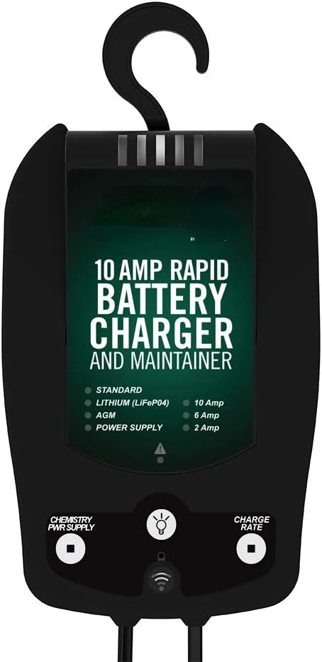 

AMP Rapid 12 Volt Car Battery Charger Automotive 12 Volt, 6 AMP and 2 AMP Selectable Chemistry Battery Charger and Maintainer,