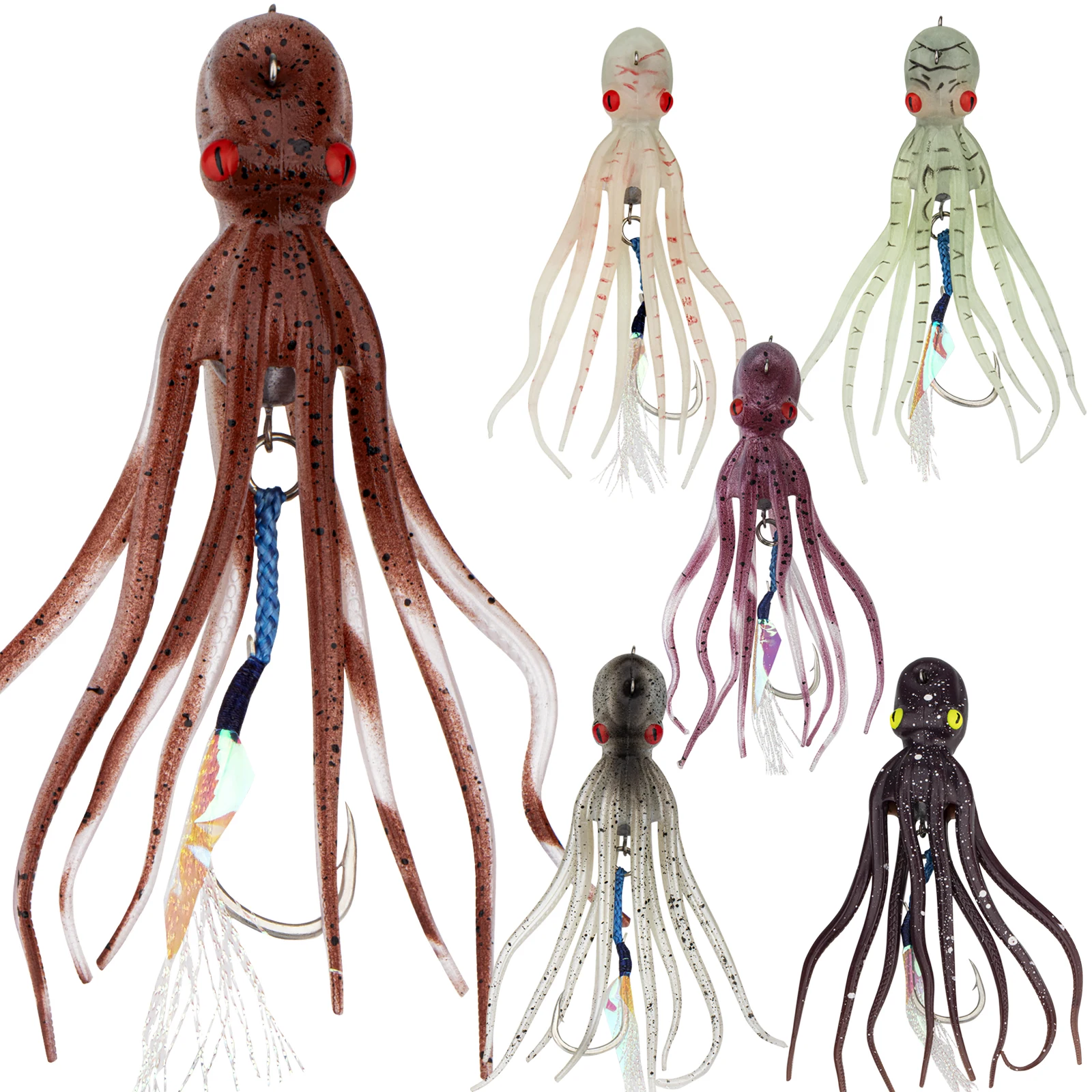 

1 piece Octopus Fishing Lures 15.5cm Squid Skirt Soft Bait Saltwater Glow Soft Plastic Lure Fishing Tackle