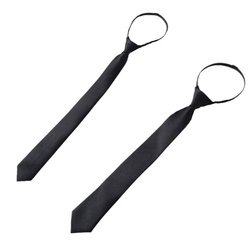 

Мужской женский мужской черный галстук с регулируемой молнией предварительно привязанный однотонный галстук-Униформа