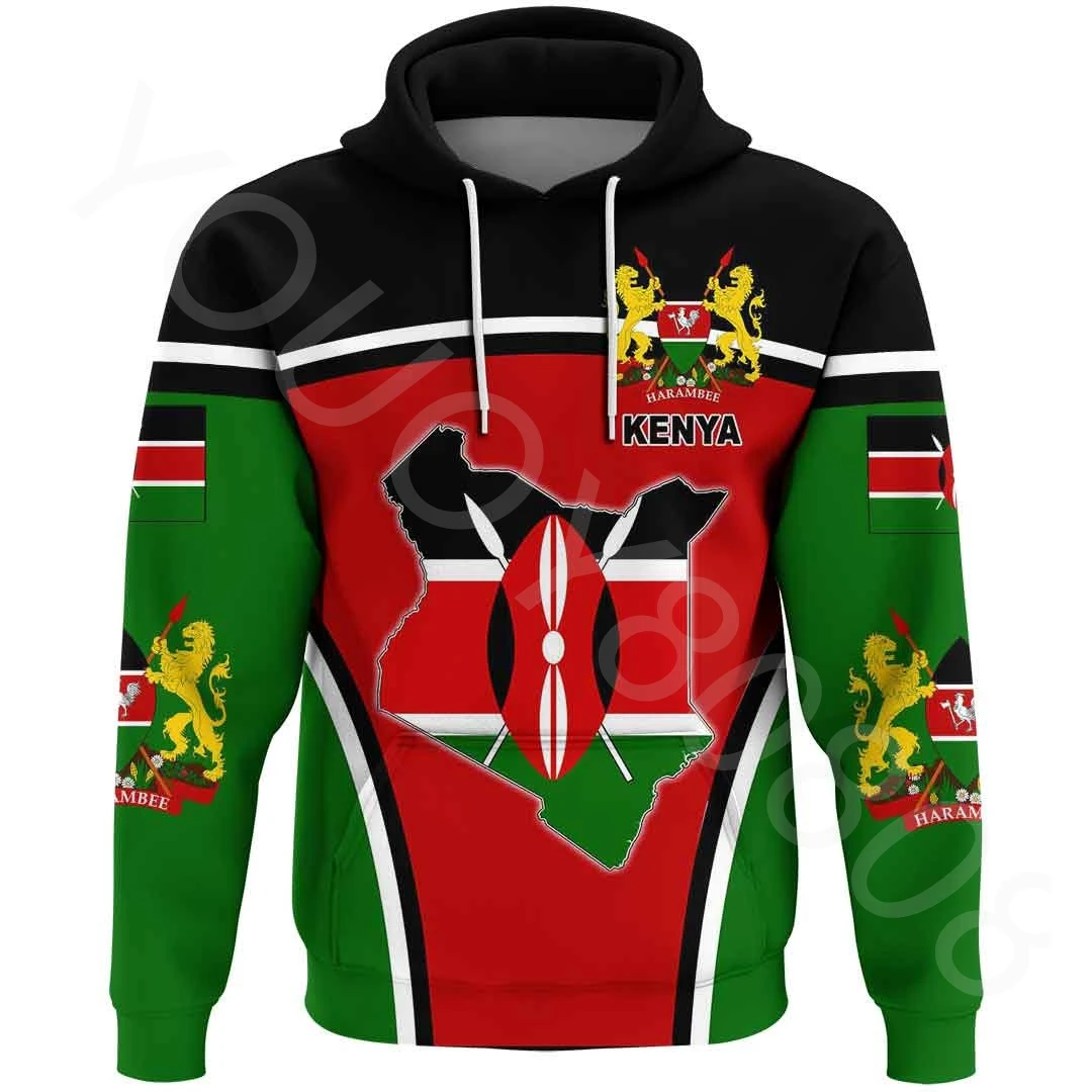

Men Autumn Winter New Africa Region Hoodie Clothing 3D Printed Vintage Fashion Hoodie - Kenya Event Flag Zipper Hoodie