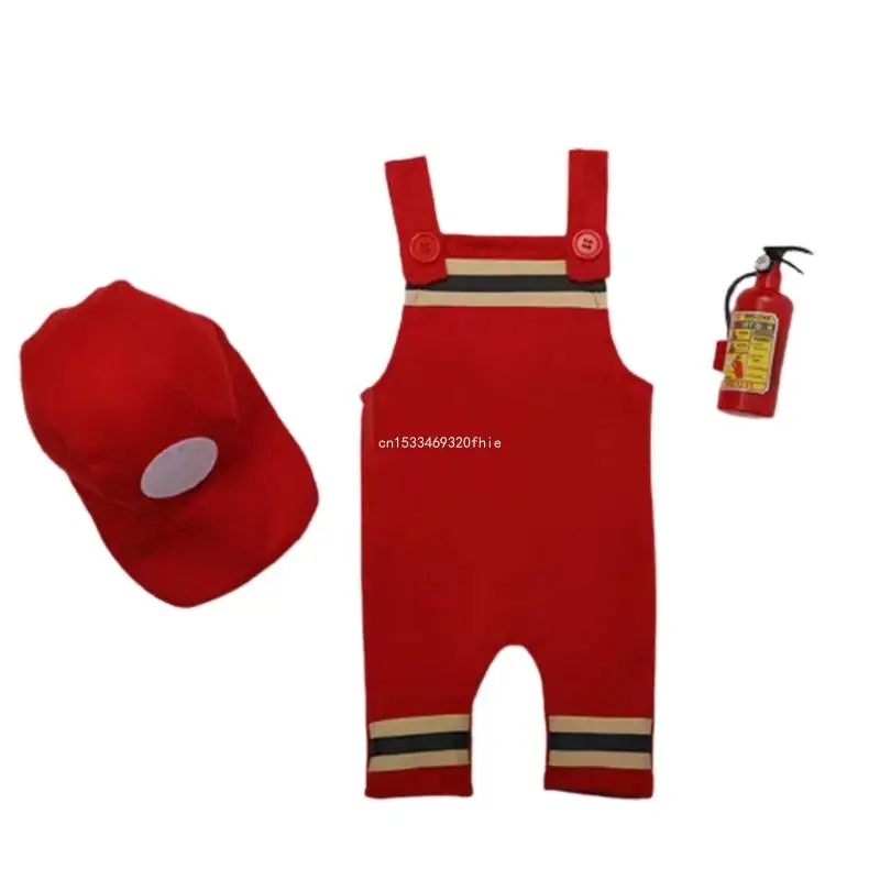 

Детский реквизит для фотосъемки костюм пожарного одежда для фотосъемки Комбинезоны и шляпа фотоодежда для новорожденных