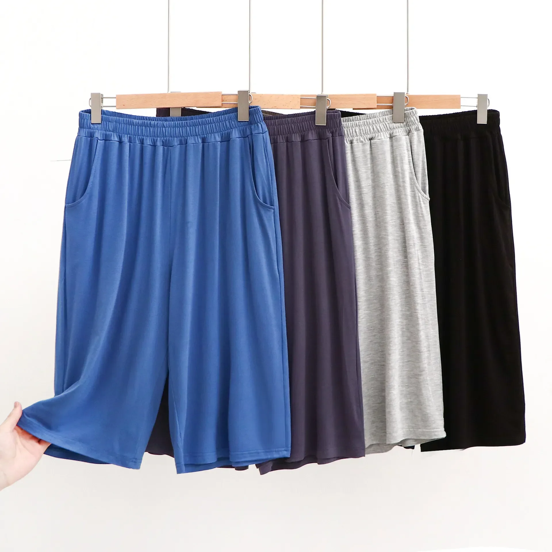 

Men Stretch Soft Men Sports And Shorts Sleep Underwear Comfortable Drooping Modal Casual Length Men's Pants Loose Knee Lounge