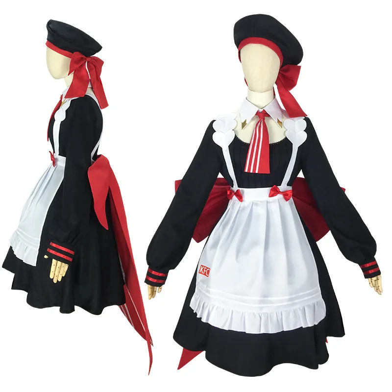 

Game Genshin Impact KFC Linkage Noelle Anime Cosplay Costume Maid Outfit Lolita Waiter Woman Party Cosplay Suit