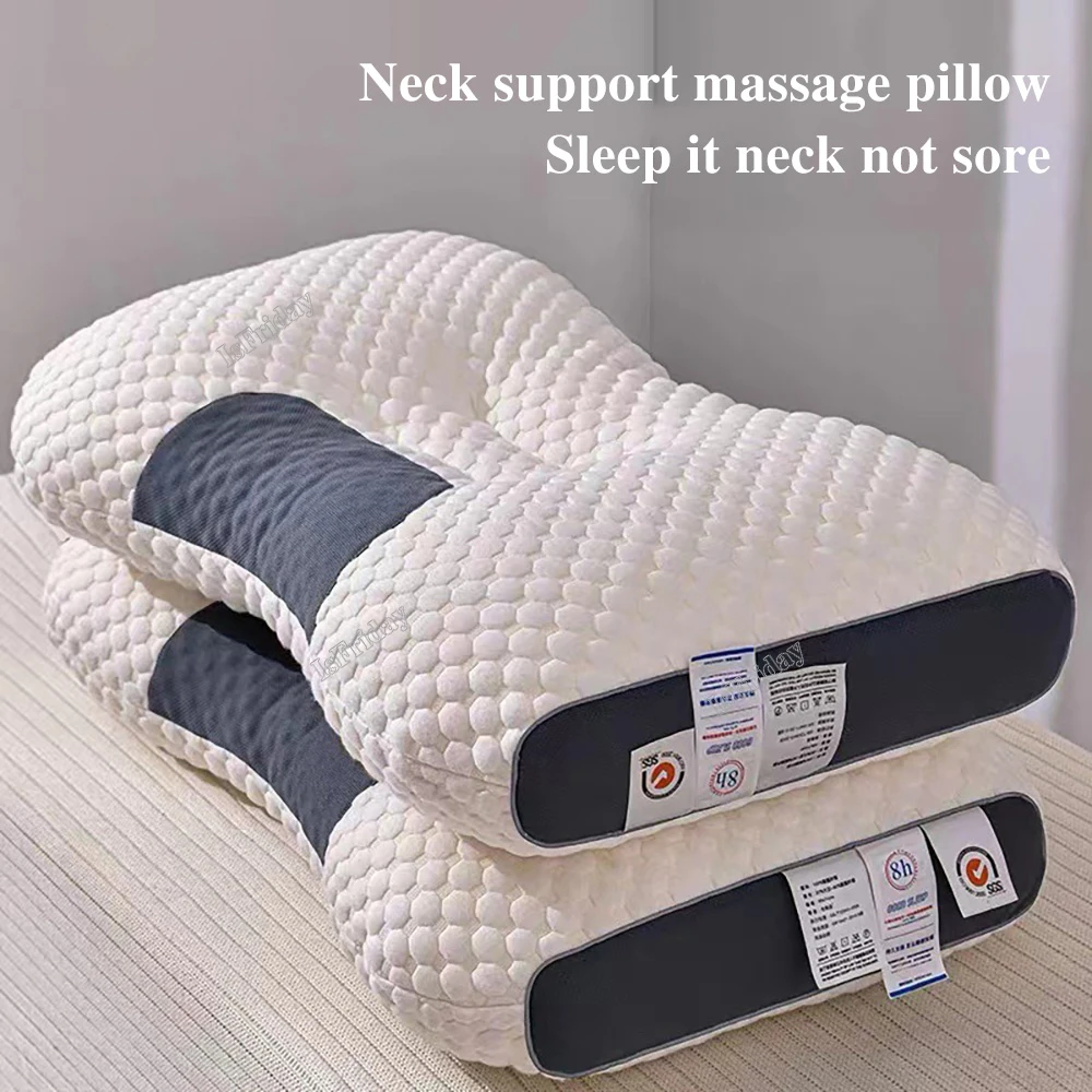 

Новая 3D спа массажная подушка с перегородкой для сна и защиты шеи, Вязаная хлопковая Подушка, постельное белье