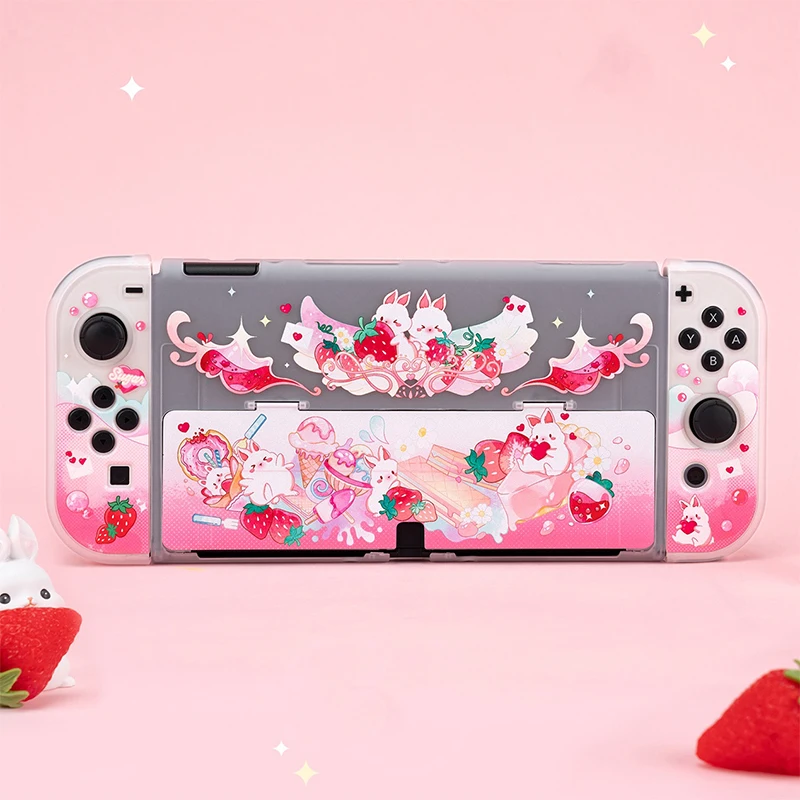 

Case For Nintendo Switch OLED Accessories Split Protective Cover With Stand Cartoon PC Frosted Shells For Switch NS Console Game