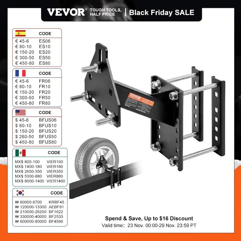 VEVOR 160 lbs Spare Tire Carrier with Mounting Screws Bracket Lugs On Bolt Patterns Tire Mount Wheel Holder for Trailers RV 1 VEVOR 160 lbs Spare Tire Carrier with Mounting Screws Bracket Lugs On Bolt Patterns Tire Mount Wheel Holder for Trailers RV 1