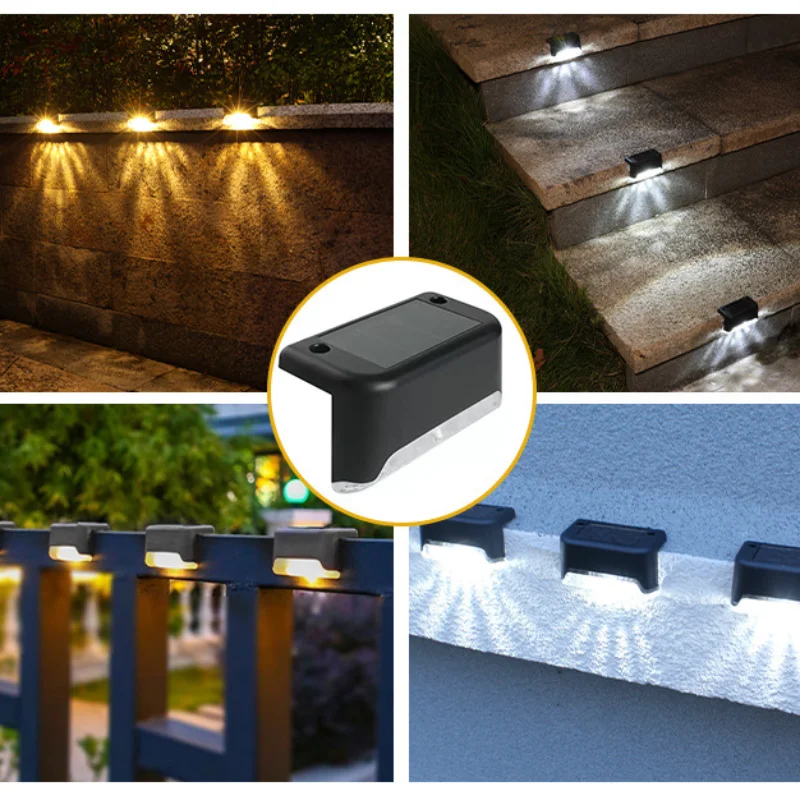 JVEE 2 шт. черный солнечный ступенчатый светильник водонепроницаемый светодиодный