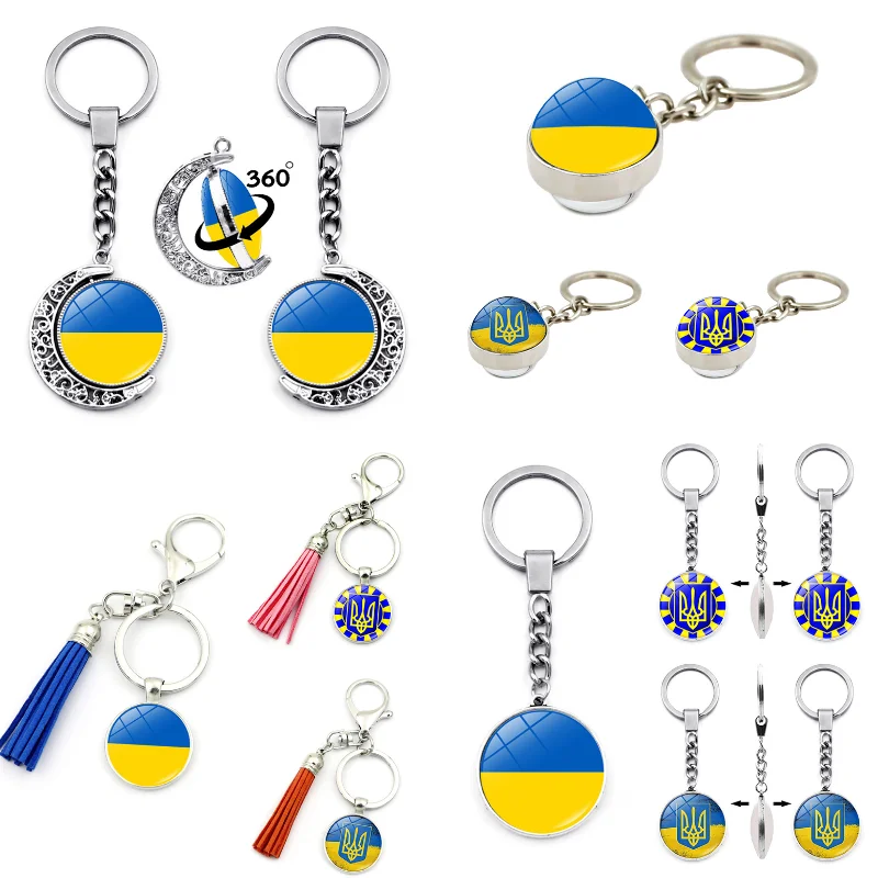 

Ukraine Flag Key Chain Charms Crystal Keychains Keyrings Patriot Souvenir Gift Ukrainian Flags Glass Jewelry Accessory